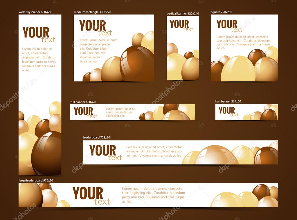 set of  web banners with chocolate motive