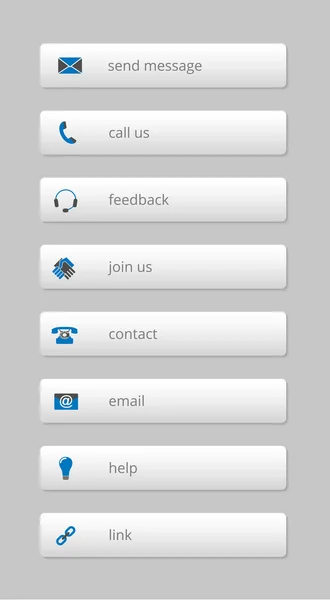 Semplici pulsanti internet grigi con icone blu-grigie — Vettoriale Stock