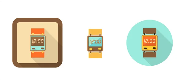 Digital watch, simple retro icon in flat style — Stock Vector