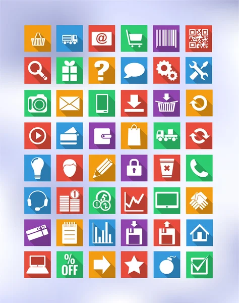 Kleurrijke pictogrammen voor eshop, geschikt voor platte ontwerp — Stockvector