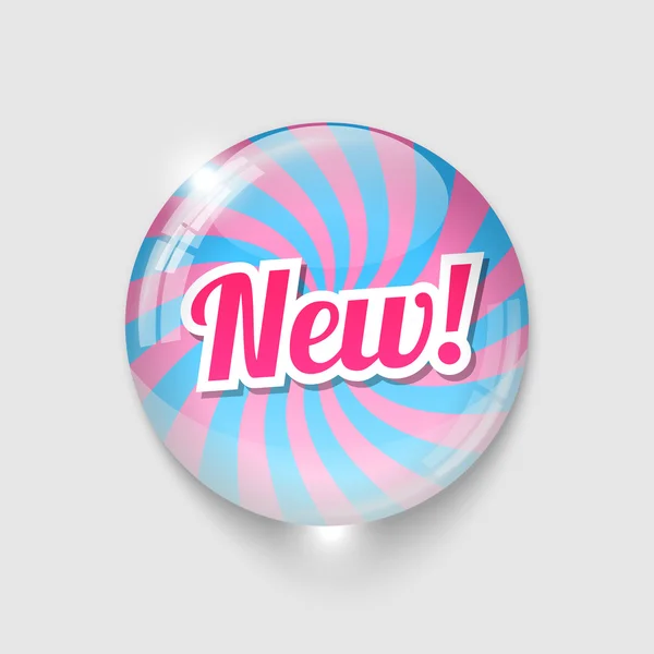 Glossy button with spiral and text NEW — Stock Vector