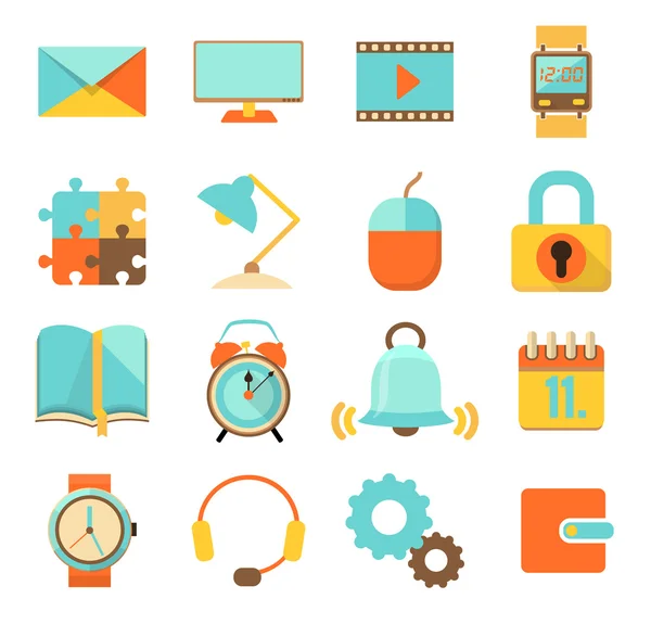 Set of flat colorful icons — Stock Vector