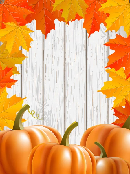 Abstract background with maple leaves and pumpkins — Stock Vector