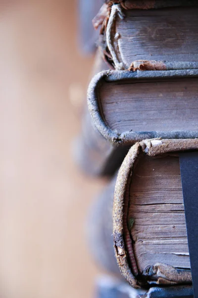 School Library Concept Old Vintage Books Shelf — Stock Photo, Image