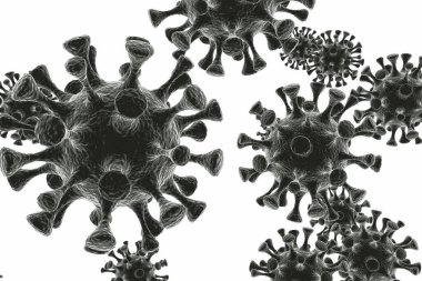 Coronavirus 2019-nCov, koronavirüs enfeksiyonu yeni salgın konsepti, beyaz arka plan, 3D görüntüleme 
