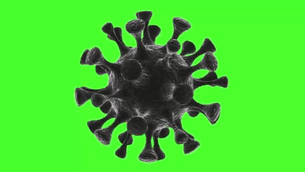 Szary Koronawirus Obraca Się Zielonym Tle Zbliżenie Renderowanie — Wideo stockowe