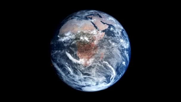 Planet Earth View Space Rotates Axis Black Background Rendering — Stock Video