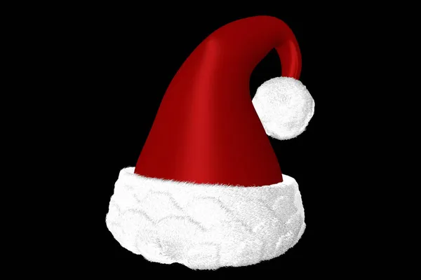 Sombrero Santa Claus Aislado Sobre Fondo Negro Representación — Foto de Stock