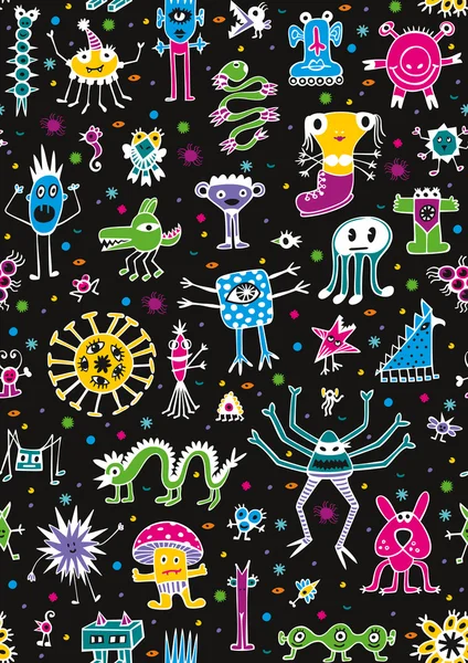 Monsters Seamless Pattern — Stock Vector