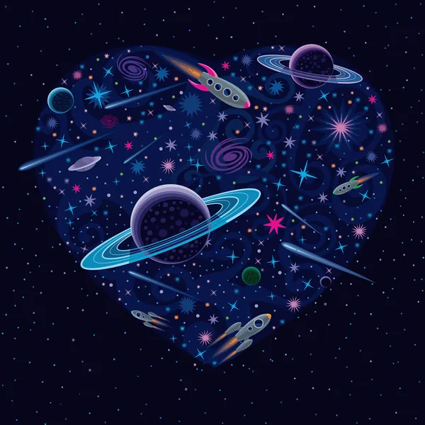 Valentin kosmisches Herz — Stockvektor