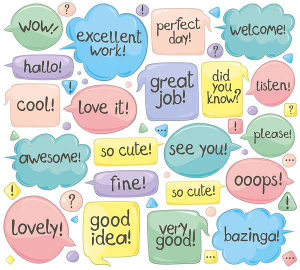 Handwritten Phrases In Speech Balloons — Stock Vector