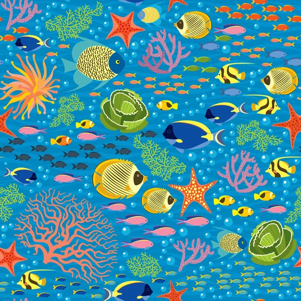 Poissons sous-marins - Modèle sans couture — Image vectorielle