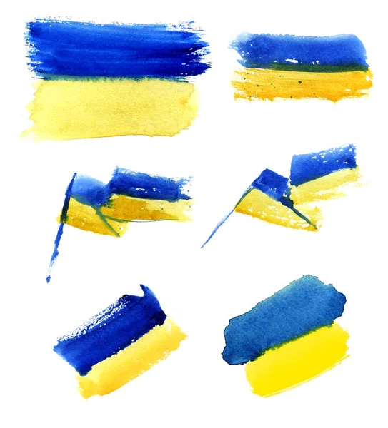 Акварель Українські Прапори — стокове фото