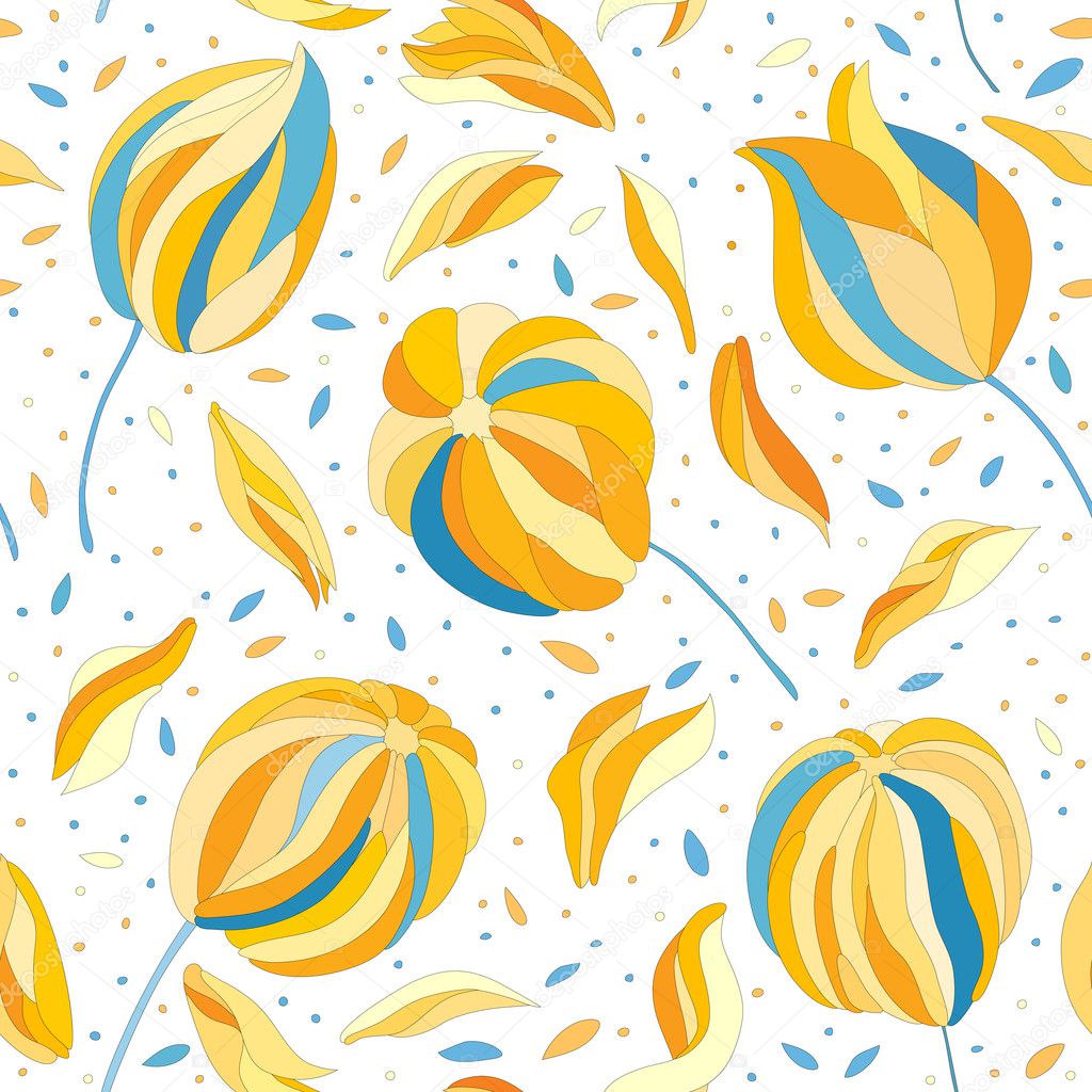Seamless pattern with colorful flower buds