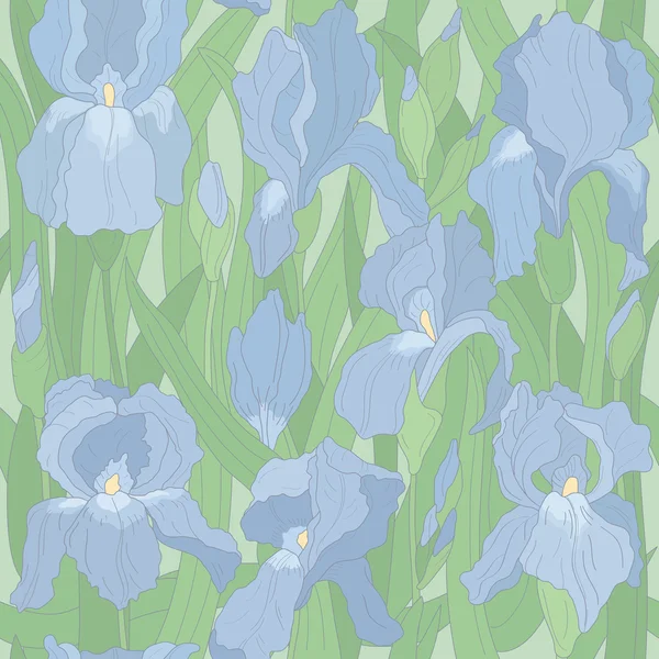 Seamless vector pattern with irises — Stock Vector