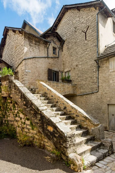 Kamenné Schodiště Starý Dům Obci Lozere Francie — Stock fotografie
