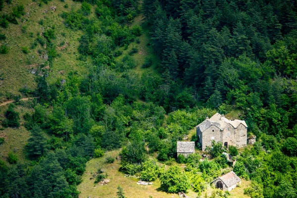 Edifício Pedra Muito Antigo Fundo Das Gargantas Tarn — Fotografia de Stock