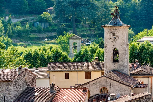View Village Aulas Bell Tower His Church — Stock Photo, Image