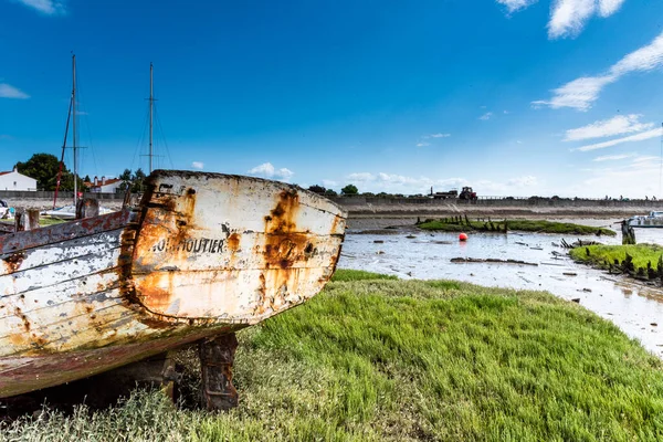 Noirmoutier Hajó Temető Egy Öreg Halászhajó Roncsának Fara Még Mindig — Stock Fotó