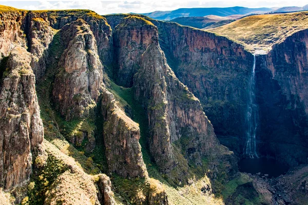 Travel Lesotho View Maletsunyane Waterfall Cliffs Surrounding Canyon — Stock Photo, Image