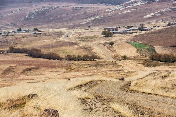 Viaje Para Lesoto Uma Trilha Terra Vai Profundamente Nas Montanhas — Fotografia de Stock