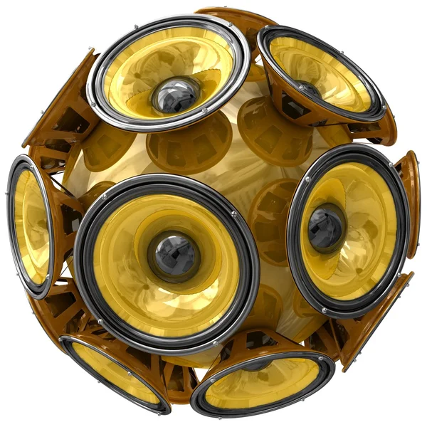 Audio speakers sphere isolated on white — Stock Photo, Image