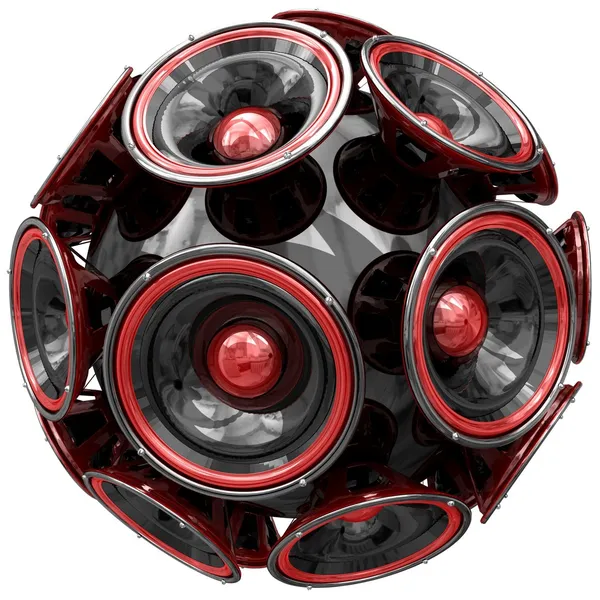 Audio speakers sphere isolated on white — Stock Photo, Image