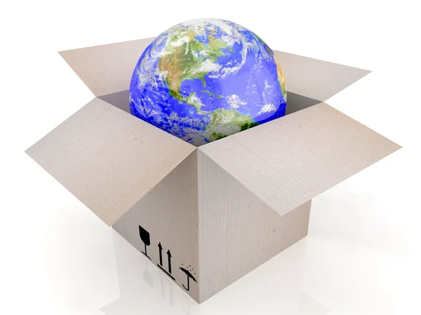 Globe and box. — Stock Photo, Image