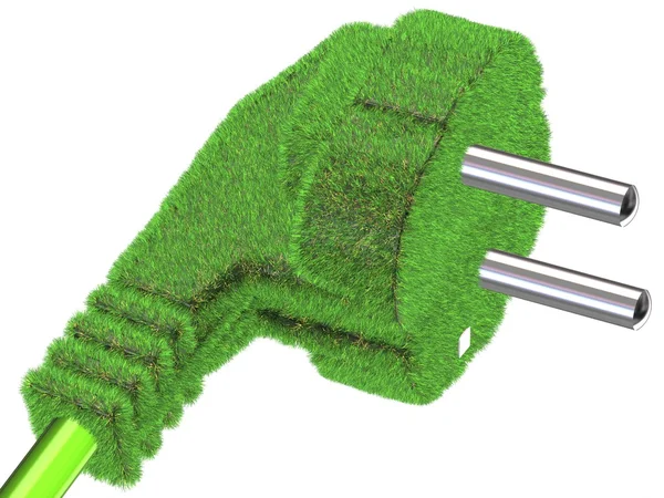 Plugue elétrico coberto de grama — Fotografia de Stock