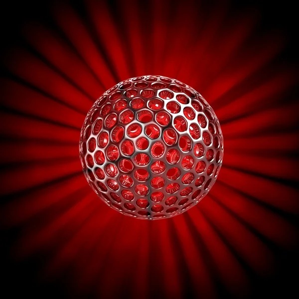 輝きの光線で分離された中空ボール — ストック写真