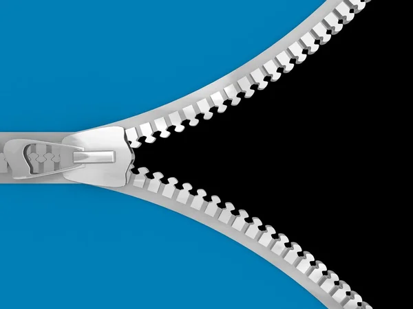 Zipper on black background. — Stock Photo, Image