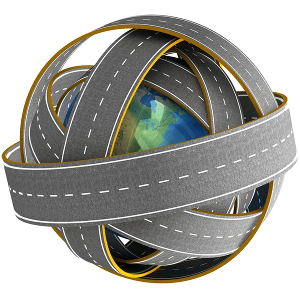 Globe and roads around it. — Stock Photo, Image