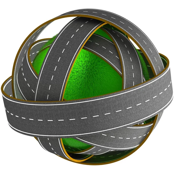 Grass ball with many roads — Stock Photo, Image