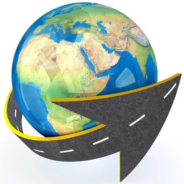 Globe and roads around it. — Stock Photo, Image