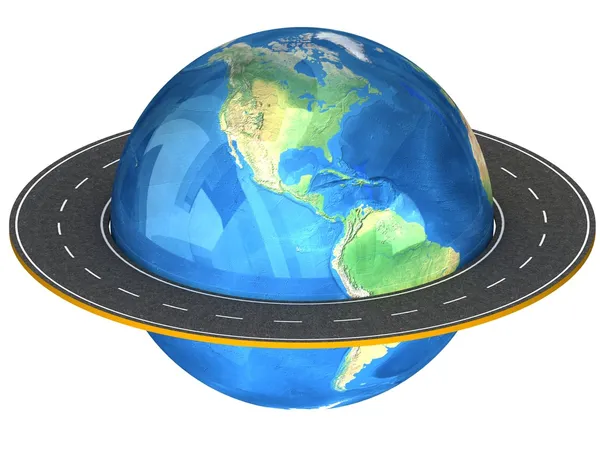 Globe and roads around it. — Stock Photo, Image