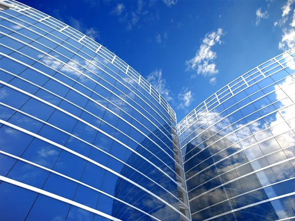 Skyskrapor molnlandskap bakgrund. — Stockfoto