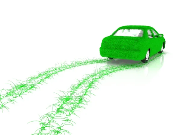 Grass covered car - eco green transport — Stock Photo, Image