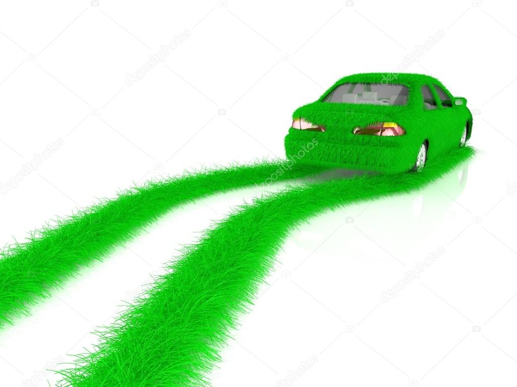 Grass covered car - eco green transport