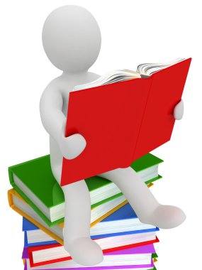 bir yığın kitap üzerinde 3D kukla