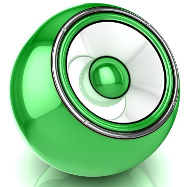 Beyaz arkaplanda modern ses hoparlörü.