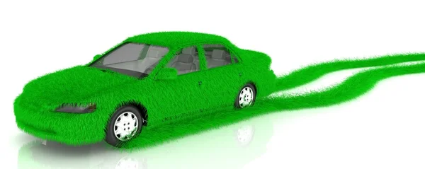 Trawa pokryta samochodu - eko zielony transportu — Zdjęcie stockowe