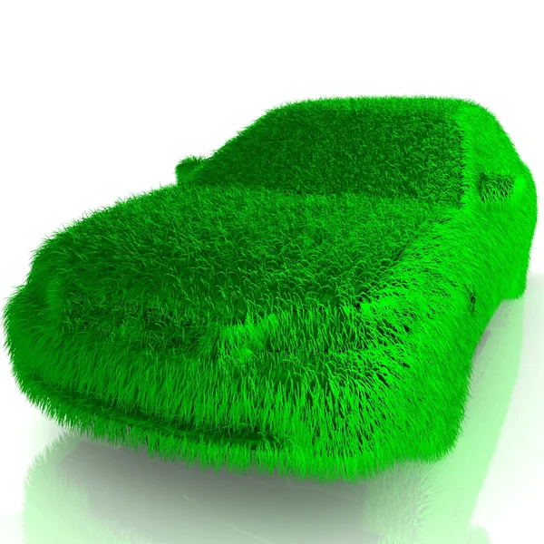 Fűvel borított autó - környezetbarát zöld közlekedés — Stock Fotó