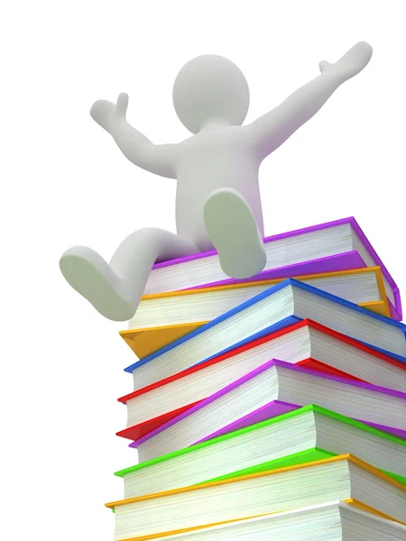 Puppet on a pile of books — Stock Photo, Image