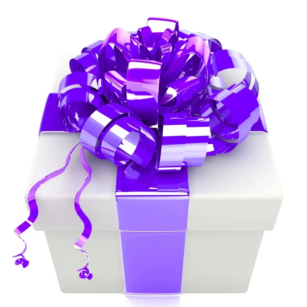 Gift box with bow and ribbons. — Stock Photo, Image