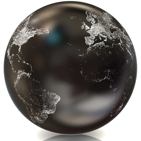 Lumières de la ville de la Terre 3D Globe — Photo