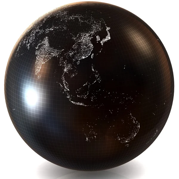 Lumières de la ville de la Terre 3D Globe — Photo