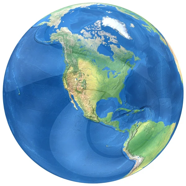 Earth globe, realistic 3 D rendering. North America view. — Stock Photo ...