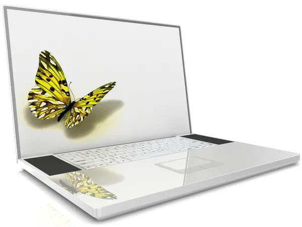 Laptop geïsoleerd op wit — Stockfoto