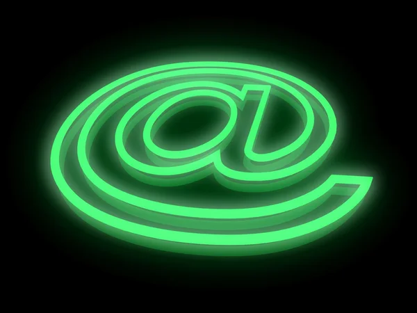 Символ электронной почты в неоновом свете — стоковое фото