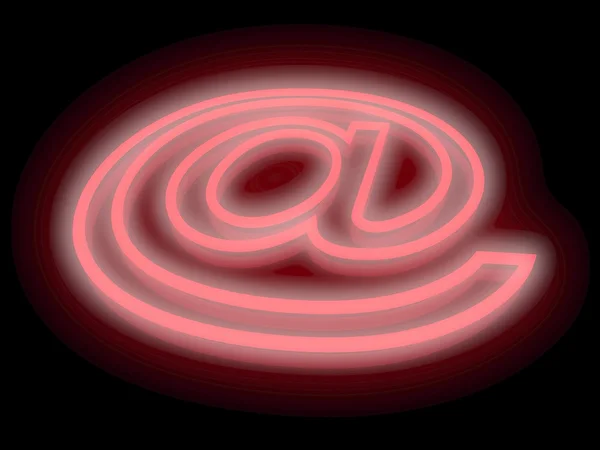 ネオンの光の中で抽象電子メール記号 — ストック写真